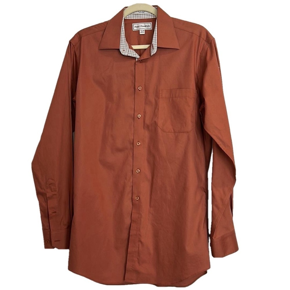 Paul Fredrick 15-34 Slim Fit 100% Cotton Long Sleeve Button Down Collared Shirt - Picture 1 of 10